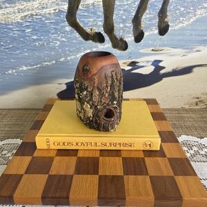 Brown Sculptural Art Bust on Wooden Base